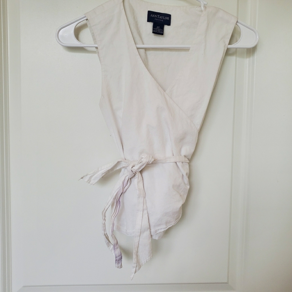 Ann Taylor White Wrap Tank Top
